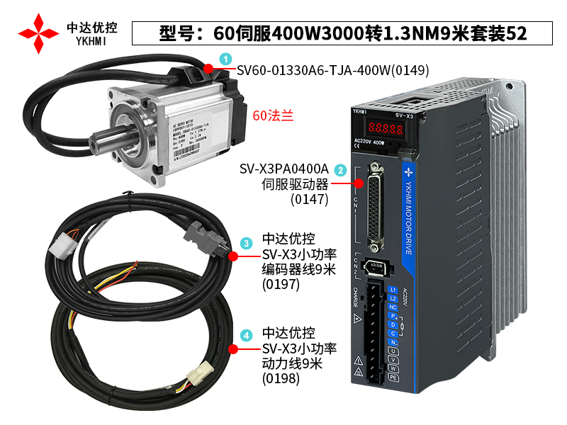 60伺服400W3000转1.3NM9米套装52(0215)