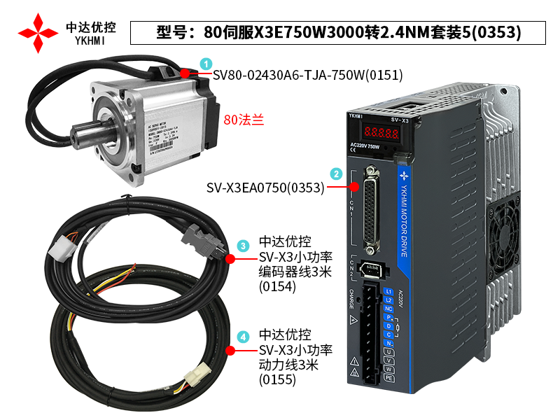 80伺服X3E750W3000转2.4NM套装5(0353)